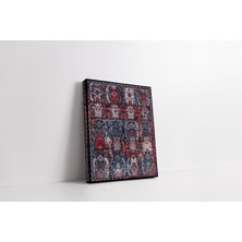 Rugs Modern Kanvas Tablo 1241 Etnik Lacivert Kırmızı Baskılı 286
