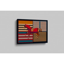 Rugs Modern Halı Rugs Çok Renkli At Temalı Kanvas Tablo 60 x 90 Ahşap Malzeme ile Modern Dekorasyon