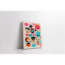 Rugs Modern Kanvas Tablo 877 Küçük Yüzler Temalı Kubik Çok Renkli 216