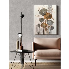 Rugs Modern Kanvas Tablo Kurumuş Yaprak Temalı Gri Hardal 79