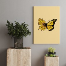 Rugs Modern Kanvas Tablo Sarı Papatya ve Kelebek Temalı 91
