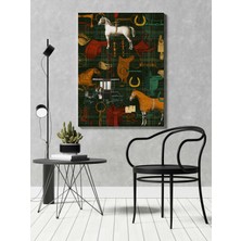 Rugs Modern Kanvas Tablo 1035 At ve Binicilik Tema Haki Yeşil 125