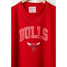 Wolters Outdoors Erkek Bulls Oversize Baskılı Pamuklu Bisiklet Yaka Kısa Kollu T-Shirt