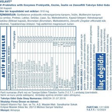 Velavit V-Probiotics With Enzymes 30 Kapsül Probiyotik, Enzim, Inulin ve Zencefil Içeren Takviye Edici Gıda