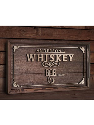 Bk Gift Özel Yapım Isimli Kabartma Figür Temalı Meşe Ağacı Ahşap Bar Tablosu, Ev Dekorasyonu, Duvar Dekoru, Bar Tablo-9
