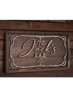 Bk Gift Özel Yapım Isimli Kabartma Figür Temalı Meşe Ağacı Ahşap Bar Tablosu, Ev Dekorasyonu, Duvar Dekoru, Bar Tablo-1