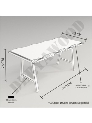 Deryawood Masif Ahşap Atair Sulamalı Yemek Masası