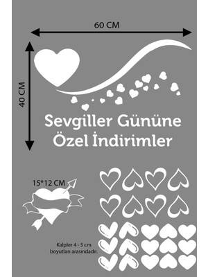 Kumraldede Happy Valentine's Day Sevgililer Günü Sticker Kalp, Love, I Love You Cam, Duvar Sticker Etiket Seti