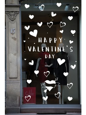 Kumraldede Happy Valentine's Day Sevgililer Günü Sticker Kalp, Love, I Love You Cam, Duvar Sticker Etiket Seti