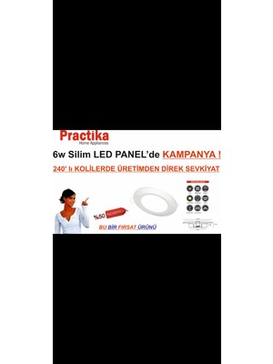 Pratica 6W LED Panel Spot Beyaz Kasa Günışığı Pratica (20 Adet)