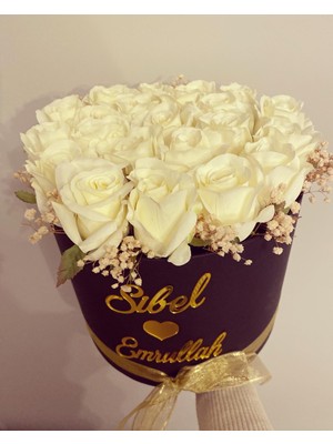 Z&B Flowers İsteme Çiçeği Silindir Kutuda Çiçek Kız İsteme Çiçeği Söz Çiçeği Nişan Çiçeği Kutuda Gül