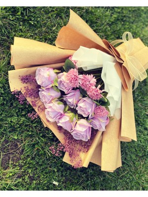 Z&B Flowers Kız Isteme Çiçeği Lila Yapay Gül Buketi,sevgiliye Hediye,söz Çiçeği