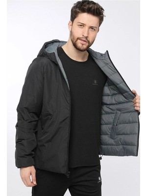 Lumberjack Lucas Coat Çift Taraflı Erkek Mont Siyah Gri V3
