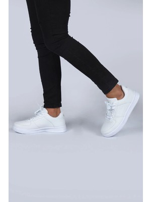 Jump Unisex Spor Ayakkabı 22233 Beyaz Suni Deri Bağcıklı Taban Konforlu Tasarım