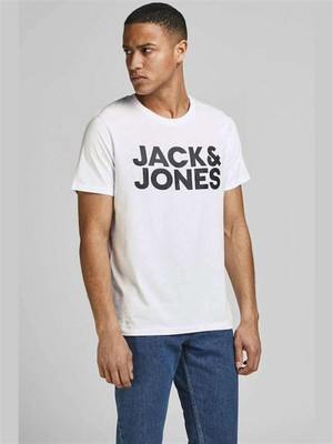 Jack & Jones Corplogo Bisiklet Yaka Beyaz Erkek Tshirt 12151955 Slim Large V2