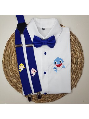 Cool Bebe  Baby Shark Konseptli Askı Papyon Gömlek