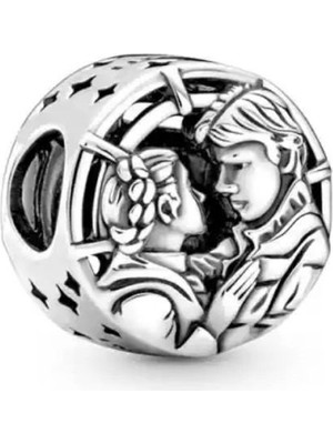 Ni Aksesuar Gümüş S925 Damgalı Star Wars Han Solo & Leia Kiss Charm