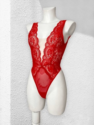 Gece İncisi Dantelli Tül Bodysuit