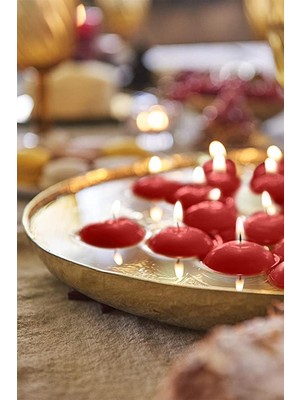 Maison Art Float Kırmızı 12 Adet Yüzen Mum 4 Saat Yanan Tea Light Mum Kokusuz Terapi Mumu