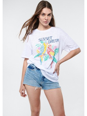 Mavi Kadın Sunset Dream Baskılı Beyaz Tişört 1611512-620