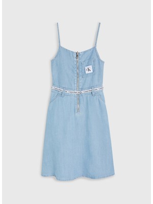 Calvin Klein Düz Mavi Kız Çocuk Uzun Elbise IG0IG019561AA