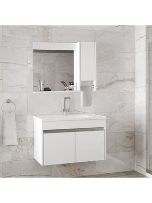 Alfa Banyo Visente-Oa Beyaz 80 cm Mdf-Aynalı-Lavabolu Banyo Dolabı Takımı***demonte Değil***