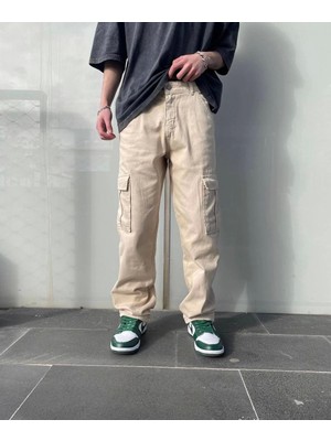 Gülbüz Erkek Bagy Kalıp Cepli Kargo Pantolon - Bej