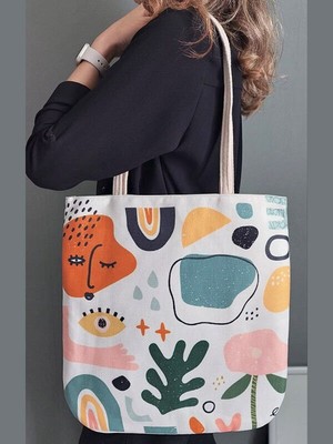 Körfez Kırlent Ilkbahar Yaz Desenli Kumaş Heybe Çanta