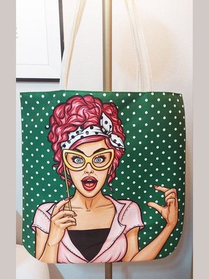 Körfez Kırlent Popart Baskılı Kumaş Heybe Çanta