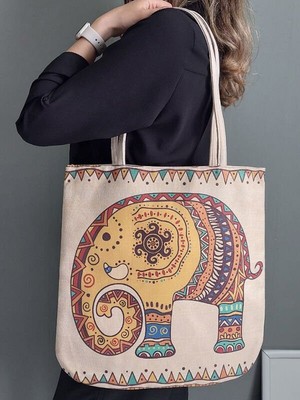 Körfez Kırlent Ilkbahar Yaz Desenli Kumaş Heybe Çanta