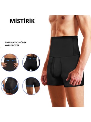 Mistirik Erkek Göbek Düzleştirici Sıkılaştırıcı Yüksek Bel Silikonlu Boxer Korse