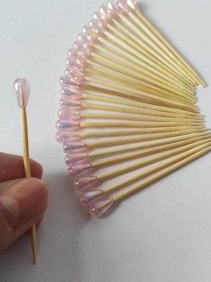 TM Tasarım Mağazası 50 Adet Dekoratif Pembe Damla Boncuklu Pasta Kürdanı 6,5 cm - Boncuk 8 mm - Baby Shower Kürdan