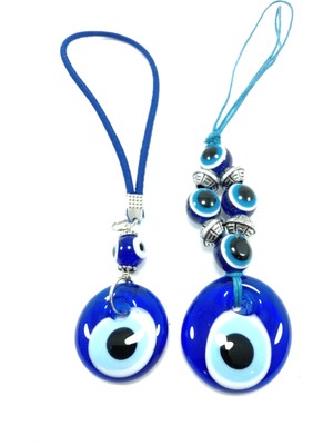 Helis Nazar Boncuğu Araba Dikiz Ayna Süsü El Yapımı Cam Dekoratif Set