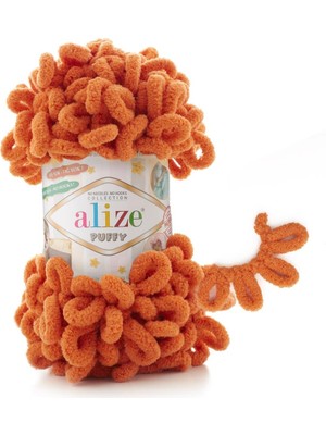 Alize ( 5 Adet ) Puffy 06 Portakal El Örgü Iplikleri Panduf Battaniye İpi Atkı Hırka Paspas Ipliği