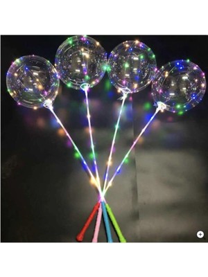 Niyet Işıklı Balon - Transparent LED 3 Fonksiyonlu - Şeffaf Balon Çubuklu