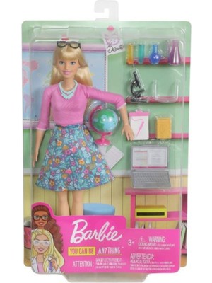Barbie Öğretmen Bebek Pembe Renkli Çiçek Desenli Et Bebek 3+ Yaş İçin Eğlenceli Oyun Seti