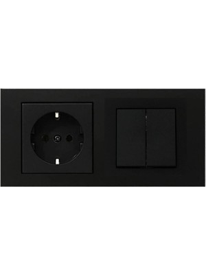 Ovivo Grano Siyah Topraklı Priz + Komütatör (Ikili) Anahtar Set