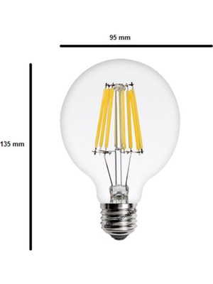 Cata 6 Watt Flament LED Ampul G95 Glop Şeffaf Gunışığı CT-4354