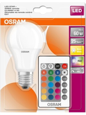 Osram LED Uzaktan Kumandalı Renk Değiştiren 9W 806 Lm E27 Ampul