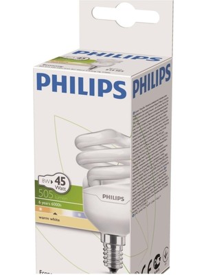 Philips Economytwister 8W Sarı Işık E14 Ince Duy