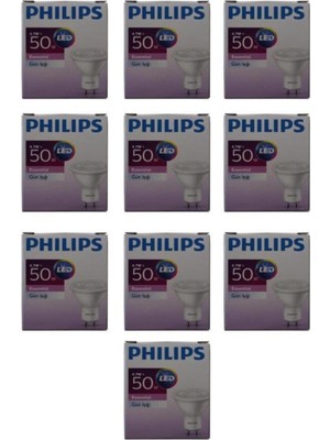 Philips Essensial 4,7W-50W GU10 LED Spot Ampul Ilık Beyaz 10 Adet