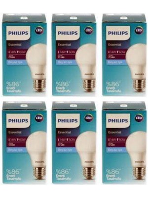 Philips Phılıps 8W LED Ampul Beyaz ( 6’lı Paket)