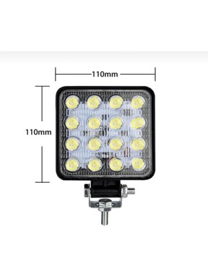 EC Shop Mircar Kare Off Road Iş Makinesi Kamyon Traktör Projektör Çalışma ve Sis Lambası 16 LED 48 W Uyumlu Off Road