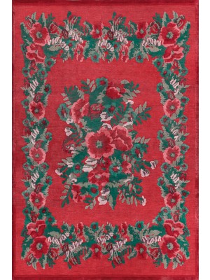 Rugs Modern karabağ Narçiçeği Kırmızı Gelincik Desenli Dekoratif Dokuma Taban Halı Mira 1264