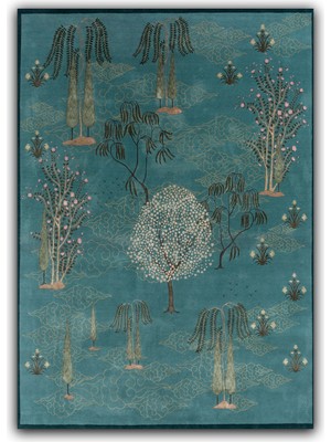 Rugs Modern palmiye Botanik Temalı Yeşil  Dekoratif Dokuma Taban Halı Mira 1255