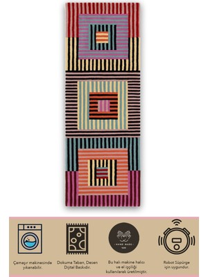 Rugs Modern mira 1209 Renkli Geometrik Desenli Çizgili Baskılı Dokuma Taban Halı