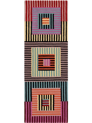 Rugs Modern mira 1209 Renkli Geometrik Desenli Çizgili Baskılı Dokuma Taban Halı