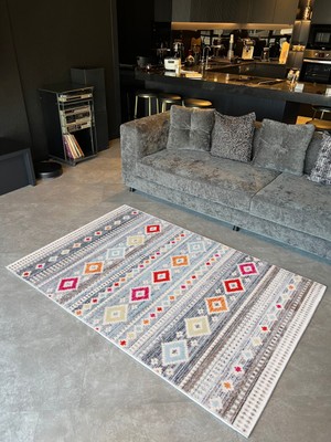 Rugs Modern mira  1089 Gri Çok Renkli Etnik Geometrik Desenli Dokuma Taban Halı