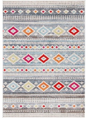 Rugs Modern mira  1089 Gri Çok Renkli Etnik Geometrik Desenli Dokuma Taban Halı