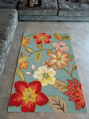 Rugs Modern mira 1174 Yeşil Çiçek Desenli Dokuma Taban  Halı